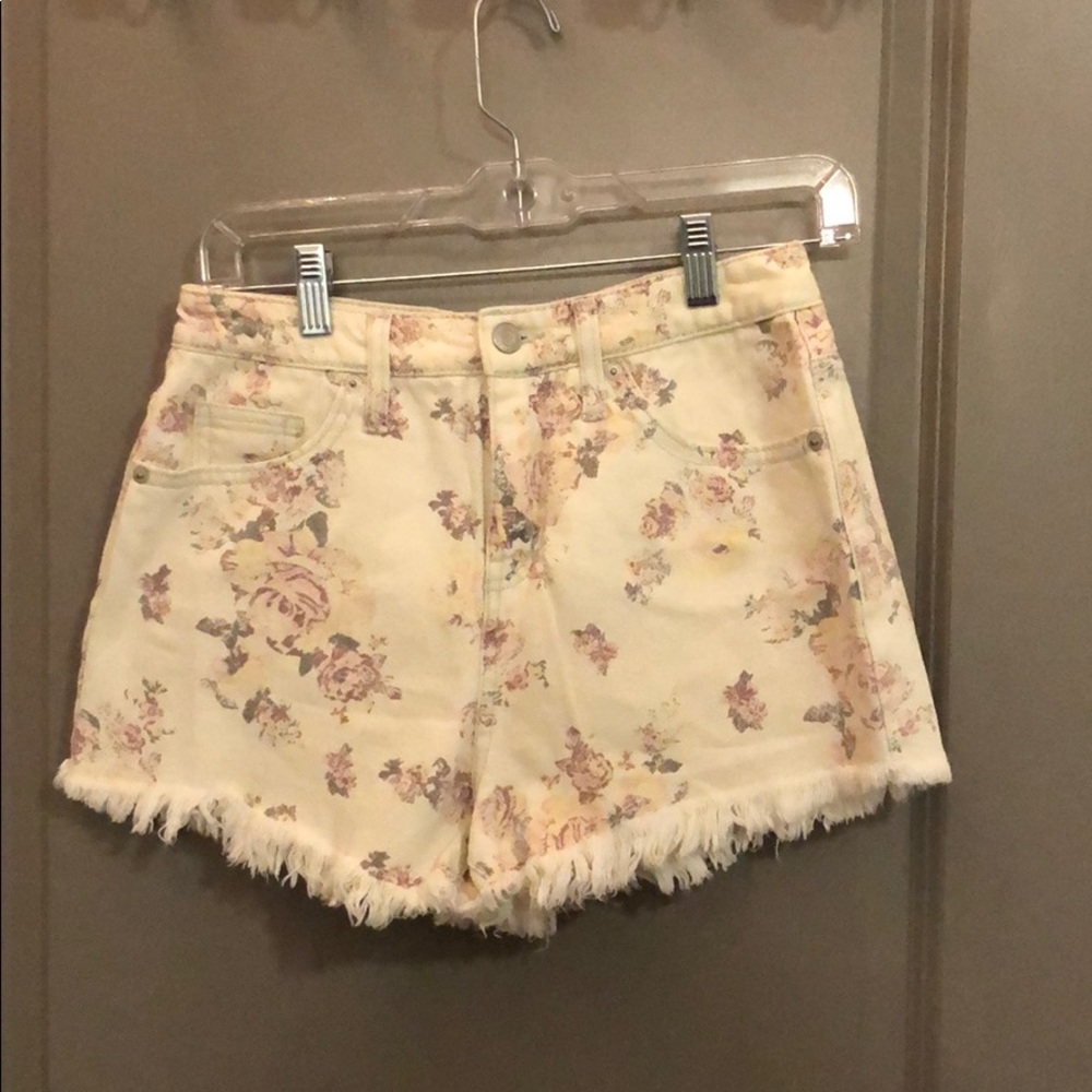 Cream jean shorts